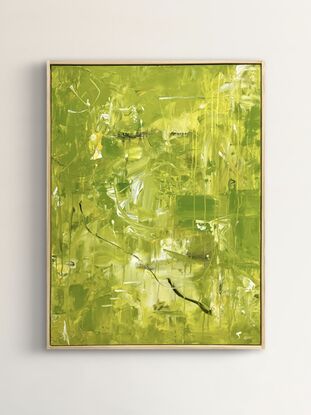 Green yellow spring breeze tea nature textured abstract artwork