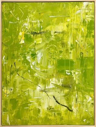 Green yellow spring breeze tea nature textured abstract artwork