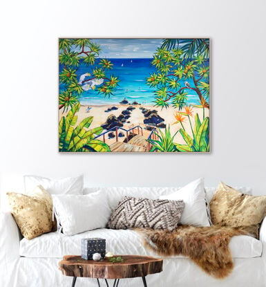 Burleigh Heads beach, Gold coast, Australia – the original acrylic painting by Irina Redine. 