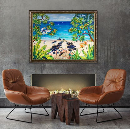 Burleigh Heads beach, Gold coast, Australia – the original acrylic painting by Irina Redine. 