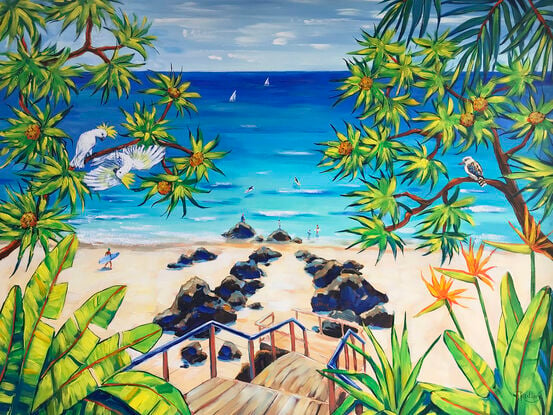 Burleigh Heads beach, Gold coast, Australia – the original acrylic painting by Irina Redine. 