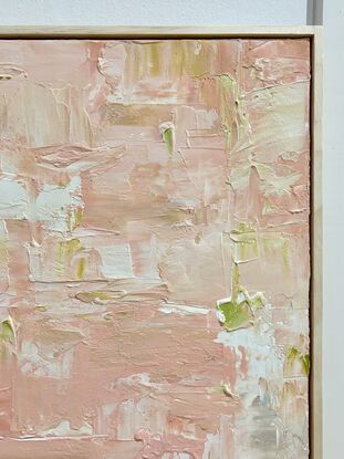 Green white pink blush beige spring breeze leaf nature textured abstract artwork