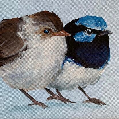 small framed Blue wren portrait