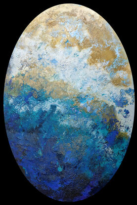 Abstract oceanscape on a oval shape.