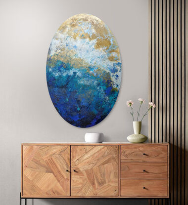 Abstract oceanscape on a oval shape.