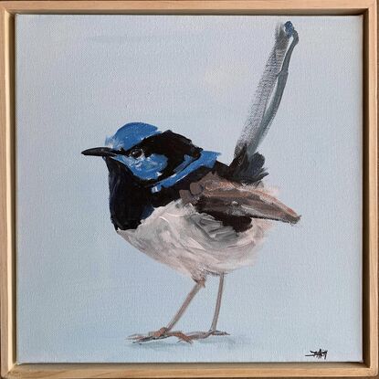 small framed Blue wren portrait