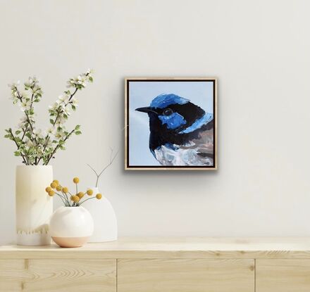 small framed Blue wren portrait