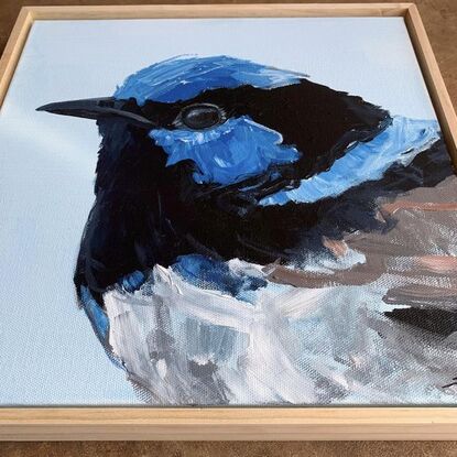 small framed Blue wren portrait