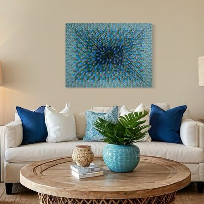 Green blue sky turquoise teal ocean colours abstract painting  large size 