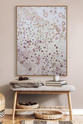 Aboriginal  Australian abstract landscape pattern painting with flowers 