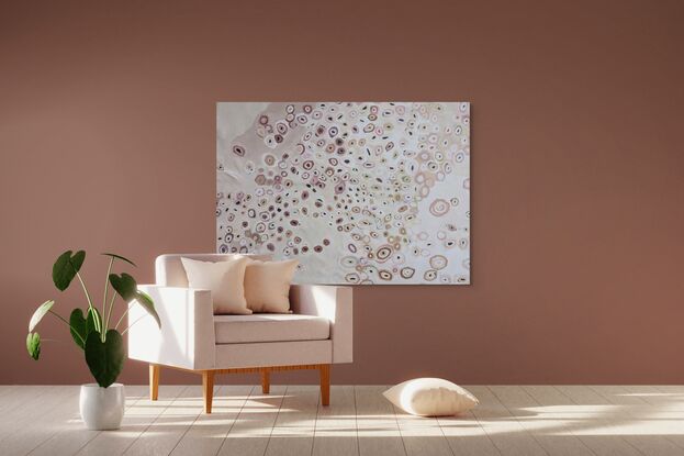 Aboriginal  Australian abstract landscape pattern painting with flowers 