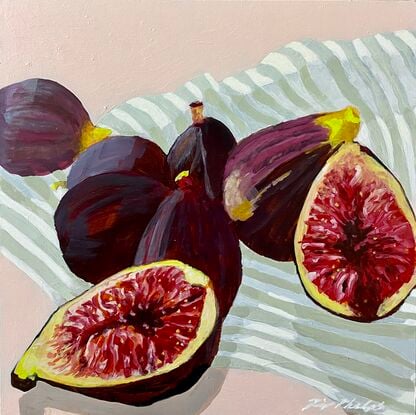 Figs on a black and white striped table cloth