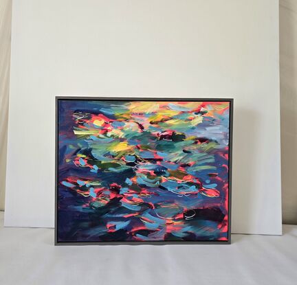 Expressive brushmarks in all the intense colours creating a pattern like water and walmterlilies