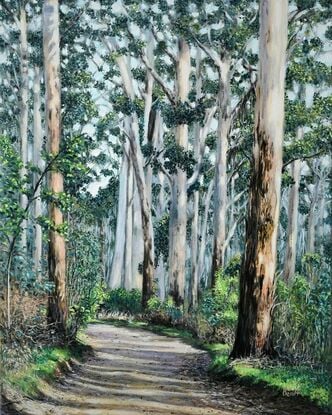 This  painting captures a peaceful and abundant Australian forest landscape . Ready to hang and varnished for protection