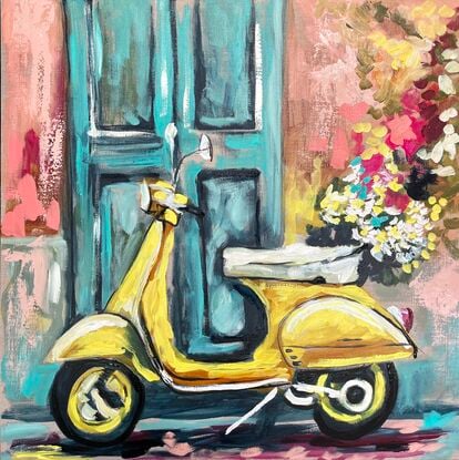 Vespa Italy vintage cafe flowers 
