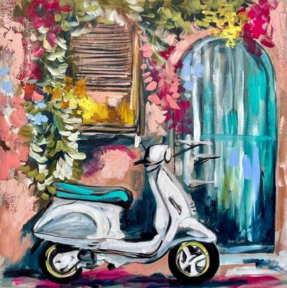 Vespa Italy vintage cafe flowers 
