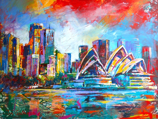 (CreativeWork) Sydney by Jos Coufreur. Acrylic. Shop online at Bluethumb.