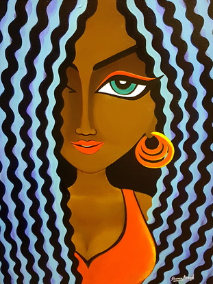 (CreativeWork) African Beauty by Shoma Anand. Acrylic. Shop online at Bluethumb.