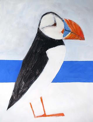 (CreativeWork) Puffin bird by John Graham. Mixed Media. Shop online at Bluethumb.