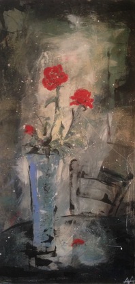 (CreativeWork) Foggy roses by Anita Parker. Acrylic. Shop online at Bluethumb.