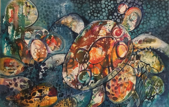 (CreativeWork) TURTLE UNDERWATER PARADISE by Gay BUCKLAND (FLETCHER). Mixed Media. Shop online at Bluethumb.