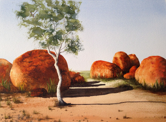 (CreativeWork) Sticks and Stones by sharon Moroney AFC. Watercolour. Shop online at Bluethumb.