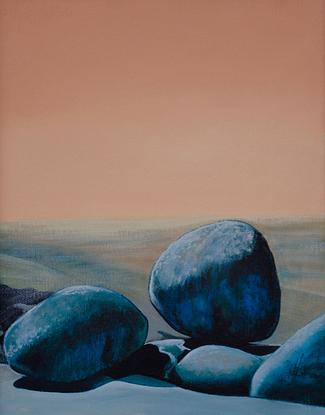 (CreativeWork) The Blue Boulders by Ross Morgan. Acrylic. Shop online at Bluethumb.