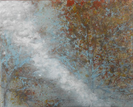 (CreativeWork) Autumn Study with Smoke by Josh Honeyman. Acrylic. Shop online at Bluethumb.