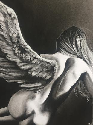 (CreativeWork) Fallen Angel by Megan Pears. Drawing. Shop online at Bluethumb.