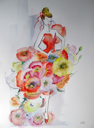 (CreativeWork) Poppy No.02 by Iko Maddox. Watercolour. Shop online at Bluethumb.