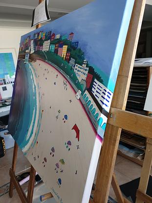 (CreativeWork) Bondi Beach. by Jennifer Baird. Acrylic. Shop online at Bluethumb.