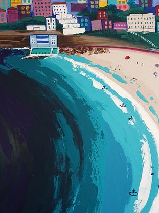 (CreativeWork) Bondi Beach. by Jennifer Baird. Acrylic. Shop online at Bluethumb.