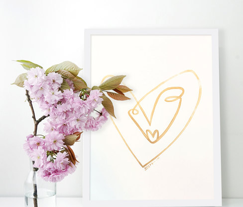 (CreativeWork) Heart Of Gold A3 White Frame by Angus Martin. Drawing. Shop online at Bluethumb.