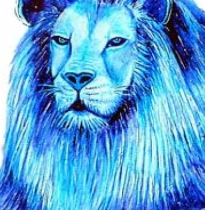 Blue Watercolour Lion 