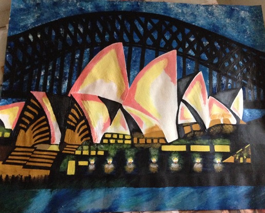 (CreativeWork) opera house sydney   by heba hejazi. Acrylic. Shop online at Bluethumb.