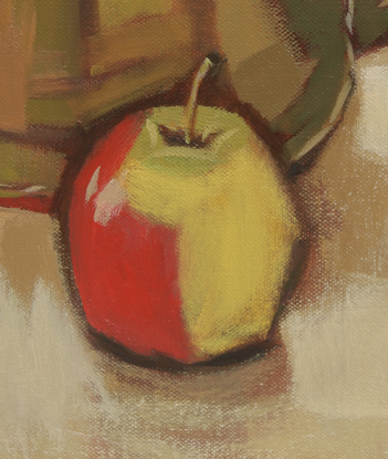 Still life with vintage teapot and apples.