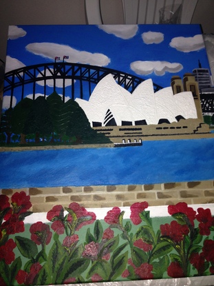 (CreativeWork) opera house sydney   by heba hejazi. Acrylic. Shop online at Bluethumb.