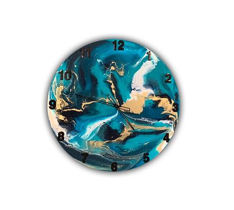 (CreativeWork) OCEAN RESIN ART CLOCK 60CM by DEBORAH O'LOUGHLIN. Resin. Shop online at Bluethumb.