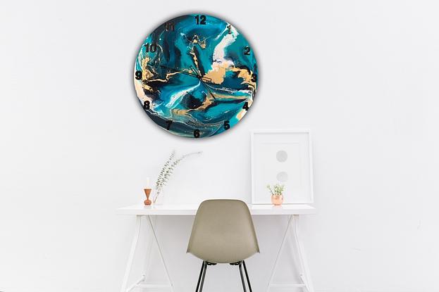 (CreativeWork) OCEAN RESIN ART CLOCK 60CM by DEBORAH O'LOUGHLIN. Resin. Shop online at Bluethumb.