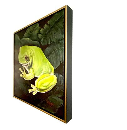 (CreativeWork) Little Green Tree Frog              by Wendy A. Greenwood. Acrylic. Shop online at Bluethumb.