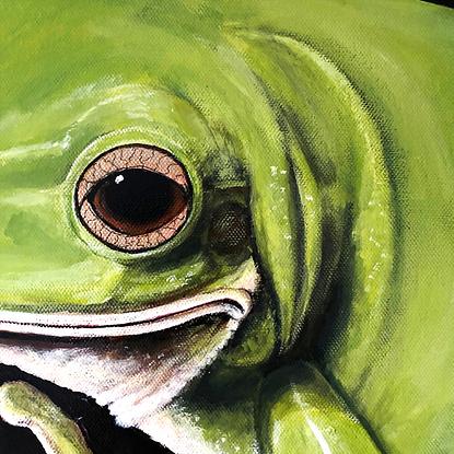 (CreativeWork) Little Green Tree Frog              by Wendy A. Greenwood. Acrylic. Shop online at Bluethumb.