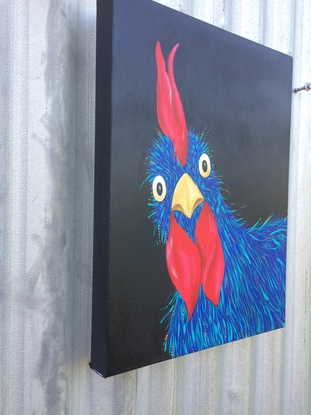 (CreativeWork) Richard the rooster by Jess Anderson. Acrylic. Shop online at Bluethumb.