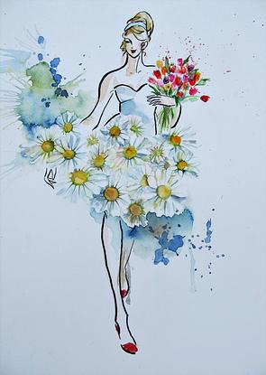 (CreativeWork) Daisy flower by Iko Maddox. Watercolour. Shop online at Bluethumb.