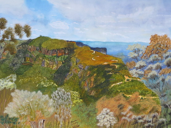 (CreativeWork) Narrow Neck Plateau  by Monika Scheffler. Watercolour. Shop online at Bluethumb.