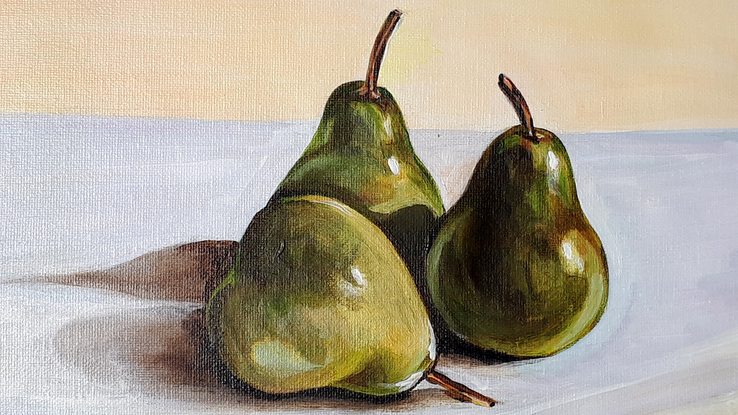 (CreativeWork) Pears by Khush IM. Acrylic. Shop online at Bluethumb.