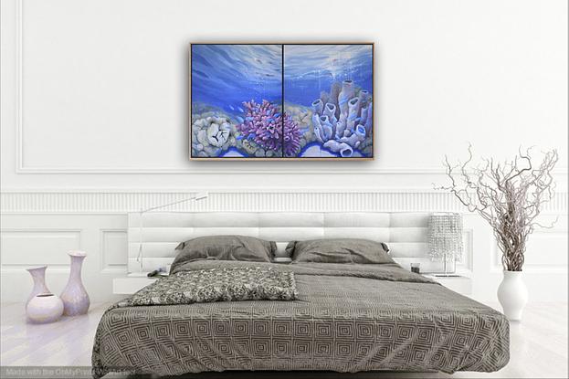 (CreativeWork) Oceans' Blush II by Jenny Berry. Acrylic. Shop online at Bluethumb.