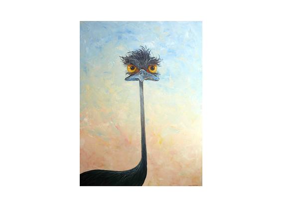 (CreativeWork) Emu Morning  by John Graham. Oil. Shop online at Bluethumb.