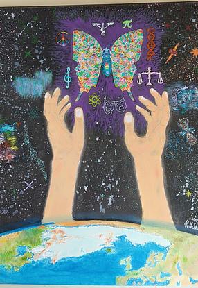 (CreativeWork) Best Facets of Humanity Spill into the Universe by Jaiden Whitton. Acrylic. Shop online at Bluethumb.