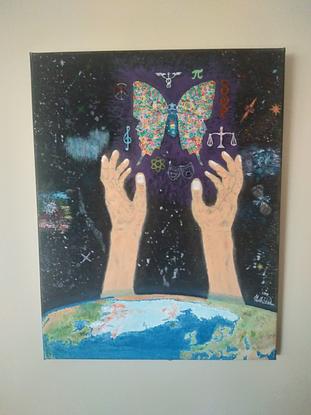 (CreativeWork) Best Facets of Humanity Spill into the Universe by Jaiden Whitton. Acrylic. Shop online at Bluethumb.