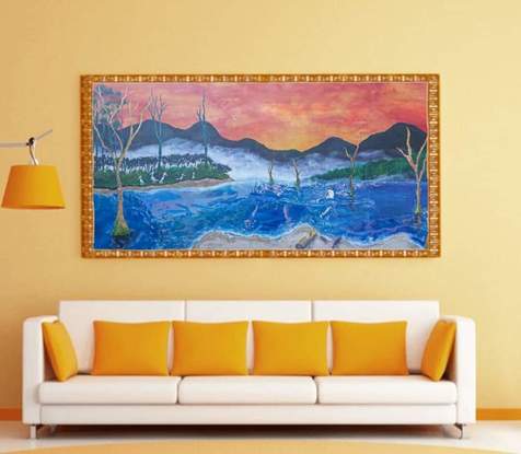 (CreativeWork) Borumba Dam by brock webster. Mixed Media. Shop online at Bluethumb.